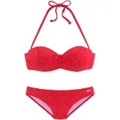 Buffalo Bügel-Bandeau-Bikini "Romance", Damen, Gr. 36, Cup B, rot, Polyamid, strukturiert, unifarben, Bikini-Sets Bügel-Bandeau-Bikini, aus Strukturware