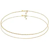 Elli Ketten-Set PREMIUM "Halskette Choker Kordelkette Veneziakette (2 tlg) 925 Silber" Gr. 36, gold, Halsketten, Damen, ohne Stein, Silber 925 (Sterlingsilber), Ketten-Set