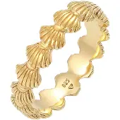 Elli Silberring "Ring Bandring Muscheln Maritim Beach Look 925 Silber" Gr. 58, gold, Fingerringe, Damen, 58, Silber 925 (Sterlingsilber), Silberring