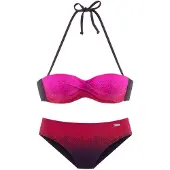 LASCANA Bügel-Bandeau-Bikini , Damen, Gr. 38, Cup B, rot, Polyamid, Farbverlauf, bedruckt, Bikini-Sets Bügel-Bandeau-Bikini, mit Farbverlauf