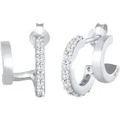 Elli Paar Ohrstecker "Ohrringe Creolen Doppel Zirkonia Stecker 925 Silber" Gr. 14, silber, Ohrringe, Damen, 14,mit Stein, Silber 925 (Sterlingsilber), Paar Ohrstecker