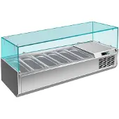 Saro Kühlaufsatz VRX 380 - 1/3 GN, Kühlvitrine mit statischer Kühlung und Glasaufsatz, Modell 1500/380 Maße (L x B x H): 395 x 1500 x 435 mm