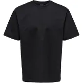 Only & Sons T-Shirt "ONSFRED LIFE RLX SS TEE NOOS", Herren, Gr. L, schwarz, Single Jersey, Obermaterial: 100% Baumwolle, unifarben, bequem normal, Rundhals, Shirts T-Shirt