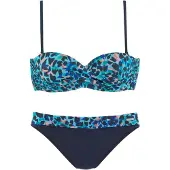 LASCANA Bügel-Bandeau-Bikini , Damen, Gr. 34, Cup D, grün (türkis, bedruckt), Polyamid, bedruckt, Bikini-Sets Bügel-Bandeau-Bikini, im Animaldesign