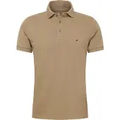 Tommy Hilfiger Poloshirt "1985 SLIM POLO", Herren, Gr. S, beige (woodridge), Piqué, Obermaterial: 96% Baumwolle, 4% Elasthan, Shirts Poloshirt, Markenstickerei, aus Baumwoll-Piqué