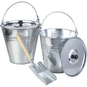 Westfalia 5-teiliges Zinkeimer-Set, 10L & 14L, rostfrei, mit Deckel und Schaufel