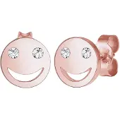 Elli Paar Ohrstecker "Ohrringe mit Smiling Face 925 Silber, mit Kristallen von Swarovski", rosa (rosegold), Ohrringe, Damen, Silber 925 (Sterlingsilber), Paar Ohrstecker