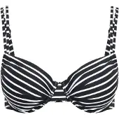 s.Oliver Bügel-Bikini-Top "Hill", Damen, Gr. 38, Cup D, schwarz-weiß (schwarz, weiß, gestreift), Microfaser, Polyamid, Bikini-Oberteile Bügel-Bikini-Top, mit Doppelträger