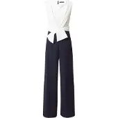 Vera Mont Jumpsuit "Jumpsuit mit weitem Bein", Damen, Gr. 42, EURO, blau (dunkelblau, weiß), Obermaterial: 95% Polyester PES. 5% Elasthan EL., Overalls Jumpsuit