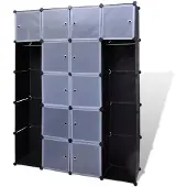 vidaXL Modularer Schrank mit 14 Fächern schwarz/weiß 37x146x180,5cm