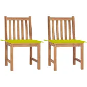 vidaXL Gartenstühle 2 Stk. mit Kissen Massivholz Teak