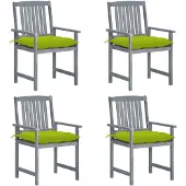 vidaXL Gartenstühle mit Kissen 4 Stk. Grau Massivholz Akazie
