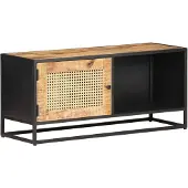 vidaXL TV-Schrank 90x30x40 cm Raues Mangoholz und Wiener Geflecht