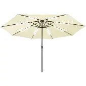 vidaXL Sonnenschirm mit LED-Beleuchtung 400 cm Sandweiß