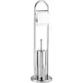 Wenko WC-Garnitur "Vasto", silber (silberfarben), B:22cm H:81cm, Edelstahl, Reinigungsbürsten, WC-Garnitur, Edelstahl rostfrei