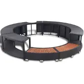 vidaXL Whirlpool-Umrandung Schwarz Poly-Rattan