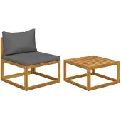 vidaXL 2-tlg. Garten-Sofagarnitur mit Auflage Massivholz Akazie