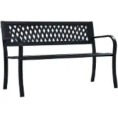 vidaXL Gartenbank 125 cm Schwarz Stahl