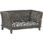 vidaXL Hundekorb mit Kissen Grau 50x33x30 cm Natur Weide