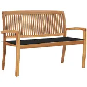 vidaXL Stapelbare Gartenbank mit Auflage 128,5 cm Massivholz Teak