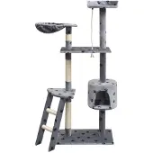 vidaXL Katzen-Kratzbaum 150 cm Pfoten-Aufdruck Grau
