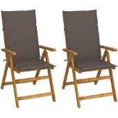 vidaXL Verstellbare Klappstühle 2 Stk. mit Kissen Akazie Massivholz