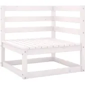 vidaXL Garten-Ecksofa Weiß Massivholz Kiefer