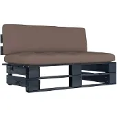 vidaXL Garten-Mittelsofa aus Paletten Schwarz Kiefernholz Imprägniert