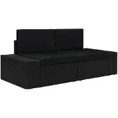 vidaXL Modulares 2-Sitzer-Sofa Poly Rattan Schwarz