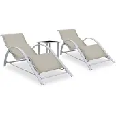 vidaXL 2 Sonnenliegen mit Tisch Aluminium in Schwarz