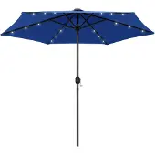 vidaXL Sonnenschirm mit LED-Beleuchtung und Alu-Mast 270 cm Azurblau