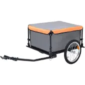 vidaXL Fahrradanhänger Grau und Orange 65 kg