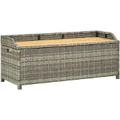 vidaXL Gartenbank mit Stauraum 120 cm Poly Rattan Grau