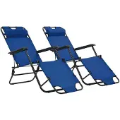 vidaXL Klappbare Sonnenliegen 2 Stk. mit Fußablage Blau