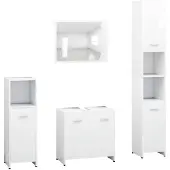 vidaXL 4-tlg. Badmöbel-Set Weiß Holzwerkstoff