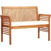 vidaXL 2-Sitzer Gartenbank mit Kissen 120 cm Massivholz Akazie