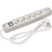 Perel EB5CGUSB-G, 1 m, Drinnen, Typ F, Typ E, IP20, Polypropylen (PP)