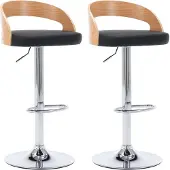 vidaXL Barhocker 2 Stk. Schwarz Kunstleder und Bugholz