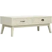 vidaXL Couchtisch mit 2 Schubladen Schnitzerei Grau 110x50x40 cm Holz