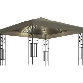 vidaXL Pavillon mit LED-Lichterkette 3x3 m Taupe Stoff