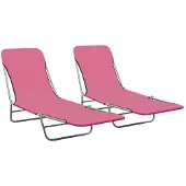 vidaXL Klappbare Sonnenliegen 2 Stk. Stahl und Stoff Rosa