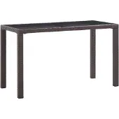 Natur24 Gartentisch aus Polyrattan und Glas in Braun 123 x 74 x 60 cm