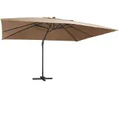 vidaXL Ampelschirm mit LED-Beleuchtung Alu-Mast 400x300 cm Taupe