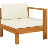 vidaXL Mittelsofa mit 1 Armlehne Cremeweiß Massivholz Akazie