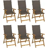 vidaXL Klappstühle 6 Stk. mit Auflagen Massivholz Akazie