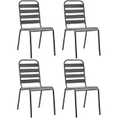 vidaXL Gartenstühle 4 Stk. Lattendesign Stahl Dunkelgrau