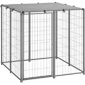 vidaXL Hundezwinger Silbern 110x110x110 cm Stahl