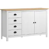 Yiwydaa Sideboard Hill Weiß 130x40x80 cm Massivholz Kiefer