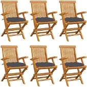 vidaXL Klappstühle mit Anthrazit Kissen 6 Stk. Massivholz Teak