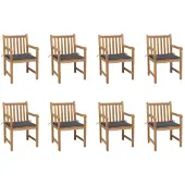 vidaXL Gartenstühle 8 Stk. mit Anthrazit Kissen Massivholz Teak